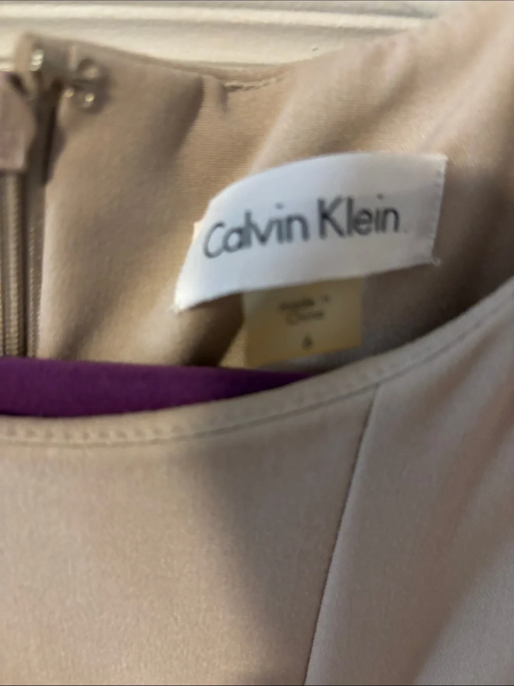 Calvin Klein Taupe Midi Dress with Black & White Hem